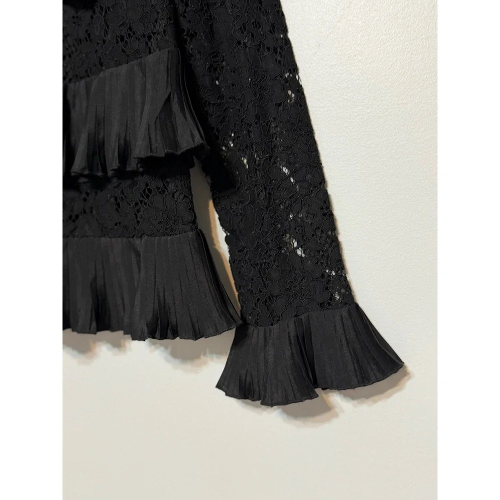 J.Crew Romantic Goth Ruffle Blouse Womens Medium Petite Dark Academia Witchcore